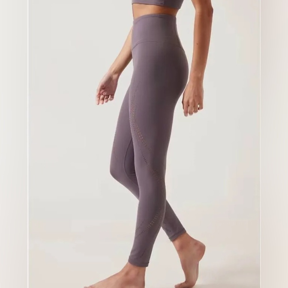 Athleta Elation Laser Cut violet Leggings